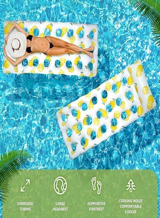 Soldtrue Pool Air with Lemon Design - Inflatable Pool Raft for Adults & Kids, Stylish Lemon Pattern | Perfect for Swimming Pool, Beach, and Summer Relaxation Heavy Duty Air Pump Included (Yellow) - Image 3